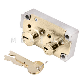 S&G 4442 Series Safe Deposit Lock, Fixed Lever, Right Hand, Brass Finish