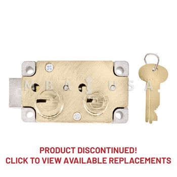 S&G 4442 Series Safe Deposit Lock, Fixed Lever, Right Hand, Brass Finish