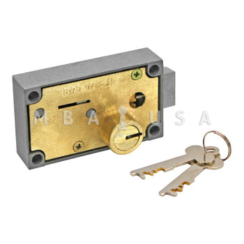 Safe Deposit Lock, Single Big Nose, Fixed, Brass, Left Hand