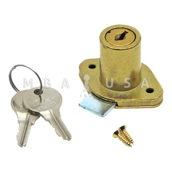 Ilco Drawer Lock 1-1/8" Thickness, Brass, Keyed Alike to Code EB002