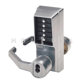 Simplex L1000 Series Pushbutton Cylindrical Lever Lock, Combination Entry Function with Key Override, Sargent LFIC Prep, Less Core (LL1021R-26D-41)