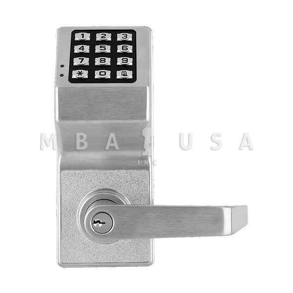 Alarm Lock Networx Cylindrical Pushbutton Lock, 5000 Users, 35,000 Event Audit Trail, Weatherproof, Straight Lever, Satin Chrome (DL6100 US26D)