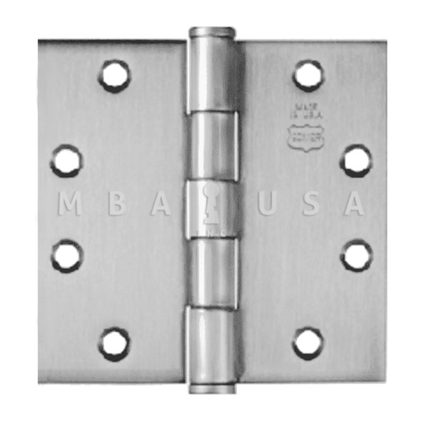 Bommer Five Knuckle Architectural Grade Hinge with Button Tips, Standard Steel Full Mortise, 4" by 4", Satin Chromium (5000-400-652)