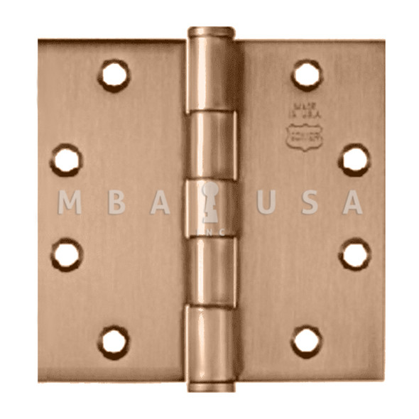 Bommer Ball Bearing Five Knuckle Architectural Grade Hinge with Button Tips, Standard Steel Full Mortise, 4-1/2" by 4-1/2", Satin Bronze (BB5000-450-639)