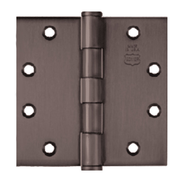 Bommer Ball Bearing Five Knuckle Architectural Grade Hinge with Button Tips, Standard Steel Full Mortise, 4-1/2" by 4-1/2", Blackened Satin Bronze (BB5000-450-643) Bommer Ball Bearing Five Knuckle Architectural Grade Hinge with Button Tips, Standard Steel Full Mortise, 4-1/2" by 4-1/2", Blackened Satin Bronze (BB5000-450-643)