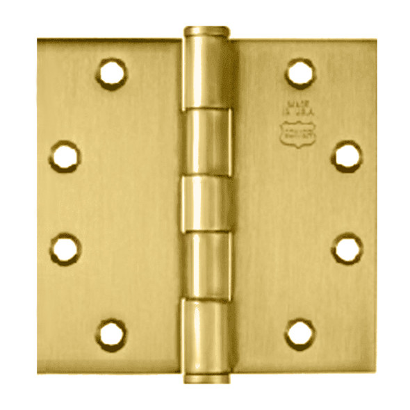 Bommer Ball Bearing Five Knuckle Architectural Grade Hinge with Button Tips, Standard Steel Full Mortise, 4-1/2" by 4", Bright Brass (BB5000-454-632) Bommer Ball Bearing Five Knuckle Architectural Grade Hinge with Button Tips, Standard Steel Full Mortise, 4-1/2" by 4", Bright Brass (BB5000-454-632)