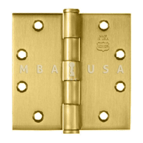 Bommer Ball Bearing Five Knuckle Architectural Grade Hinge with Button Tips, Standard Steel Full Mortise, 5" by 4-1/2", Bright Brass (BB5000-545-632)