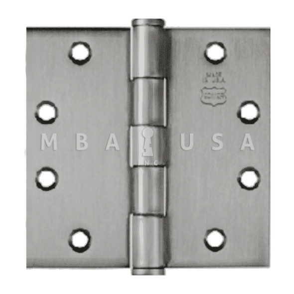 Bommer Ball Bearing Five Knuckle Architectural Grade Hinge with Button Tips, Standard Stainless Steel Full Mortise, 5" by 4", Satin Stainless Steel (BB5002-504-630)