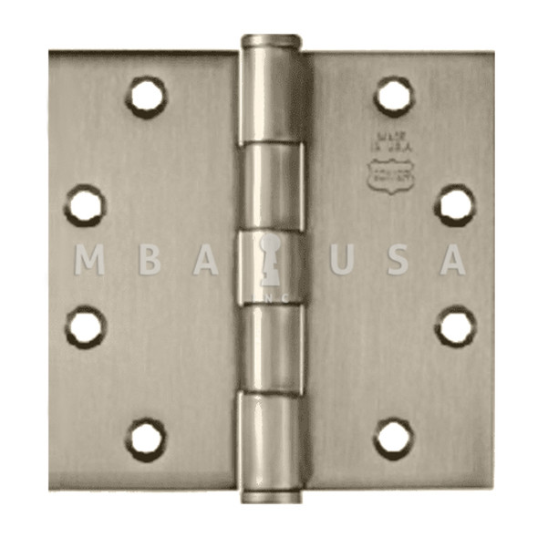 Bommer Ball Bearing Five Knuckle Architectural Grade Hinge with Button Tips, Heavy Weight Steel Full Mortise, 6" by 6", Satin Chromium (BB5004-600-652)