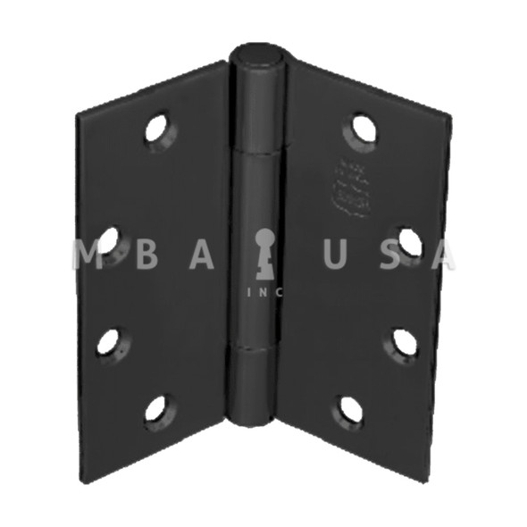 Bommer Lubricated Bearing Three Knuckle Architectural Grade Hinge with Button Tips, 4-1/2" by 4-1/2", Bright Japanned Finish (LB8000-450-601)