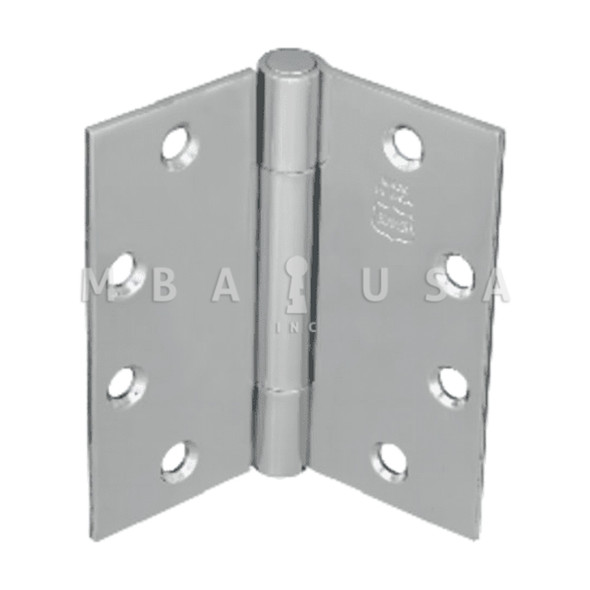 Bommer Lubricated Bearing Three Knuckle Architectural Grade Hinge with Button Tips, 4-1/2" by 4-1/2", Satin Chromium (LB8004-450-652)