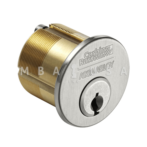 Corbin Russwin 1-1/8" Mortise Cylinder, D3 Keyway A01 Cloverleaf Cam, Satin Chrome (1000-118-A01-6-D3 626)