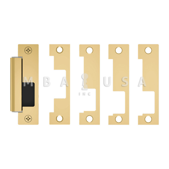 HES Grade 1 Electric Strike, For Cylindrical or Mortise Latchbolt Locks, Auto-Sensing 12/24 VDC, Field Selectable Fail Safe/Fail Secure, Includes 1J, 1K, 1KD, 1KM Options, Bright Brass (1500C-605)