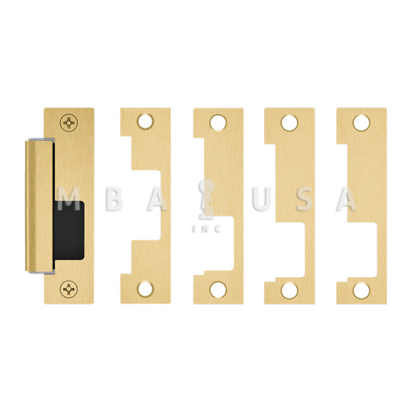 HES Grade 1 Electric Strike, For Cylindrical or Mortise Latchbolt Locks, Auto-Sensing 12/24 VDC, Field Selectable Fail Safe/Fail Secure, Includes 1J, 1K, 1KD, 1KM Options, Satin Brass (1500C-606)
