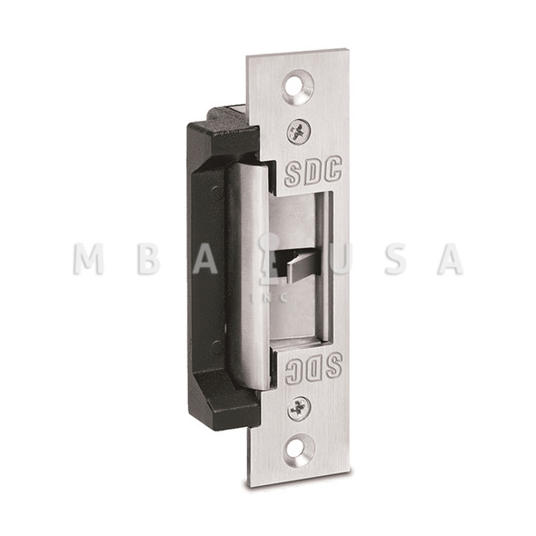 SDC Electric Strike, 12/24 VDC, Failsecure, Field Reversable, 1-1/4" Wide by 4-7/8" High by 1-1/2" Deep, Latchbolt Monitor Standard (25-4U)