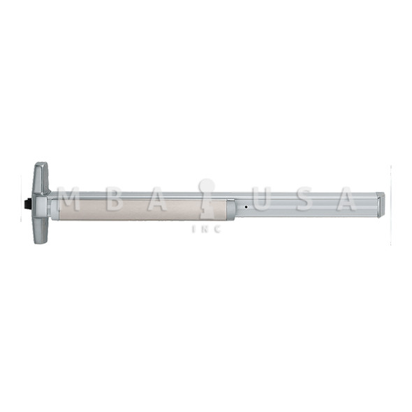 Von Duprin Grade 1 Rim Exit Device, Narrow Stile Pushpad, 48", Exit Only, Less Trim, Hex Key Dogging, Satin Aluminum Clear Anodized, Non-Handed (33AEO 4 US28)