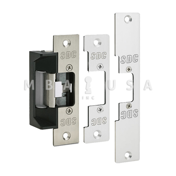 SDC Electric Strike, 12/24VAC/DC, Latchbolt Monitor Standard, Includes Three Faceplates, Field Selectable Failsafe/Failseure (45-A)