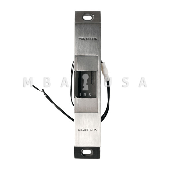 Von Duprin Grade 1 Electric Strike, Fail Secure (Electrically Unlocked) 12 VDC, 9" x 1-5/8" Faceplate, Fire Rated, For use w/ Rim Exit Devices on Single Doors, Hollow Metal, Aluminum, or Wood Frame, Satin Stainless Steel (6112 12V 32D)