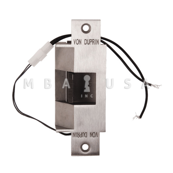 Von Duprin Grade 1 Electric Strike, Fail Secure (Electrically Unlocked) 24 VDC, 6" x 1-1/4" Faceplate, Fire Rated, For use w/ Cylindrical or Mortise Locks on Single Doors, Hollow Metal or Aluminum Frame, Satin Stainless Steel (6213 24V 32D)