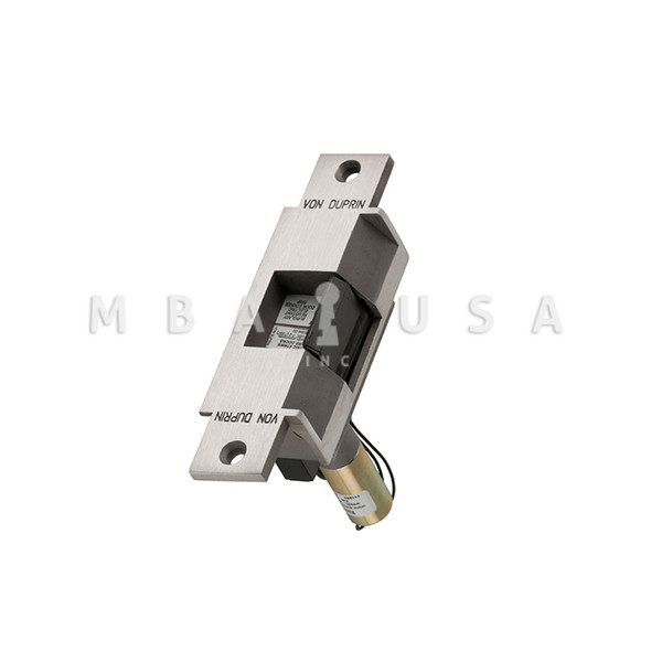 Von Duprin Grade 1 Electric Strike, Fail Safe (Electrically Locked) 24 VDC, 6" x 1-1/4" Faceplate, For use w/ Cylindrical or Mortise Locks on Double Doors (Closed Back), Hollow Metal, Aluminum, or Wood Frame, Satin Stainless Steel (6223 24V 32D FS)