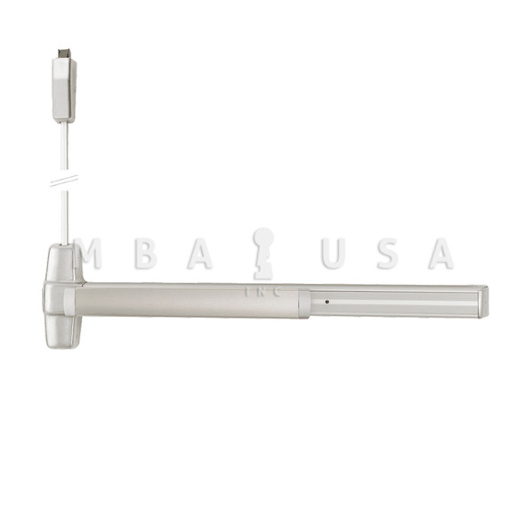 Von Duprin Grade 1 Surface Vertical Rod Exit Bar, Wide Stile Pushpad, 36" Panic Device, 84" Door Height, Exit Only, Less trim, Less Bottom Rod, Hex Key Dogging, Satin Chrome, Field Reversible (9927EO 3 26D LBR)