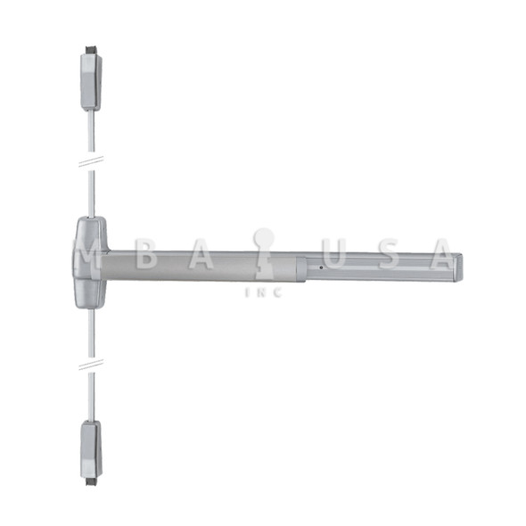 Von Duprin Grade 1 Surface Vertical Rod Exit Bar, Wide Stile Pushpad, 36" Panic Device, 84" Door Height, Exit Only, Less trim, Hex Key Dogging, Satin Aluminum Clear Anodized, Field Reversible (9927EO 3 US28)
