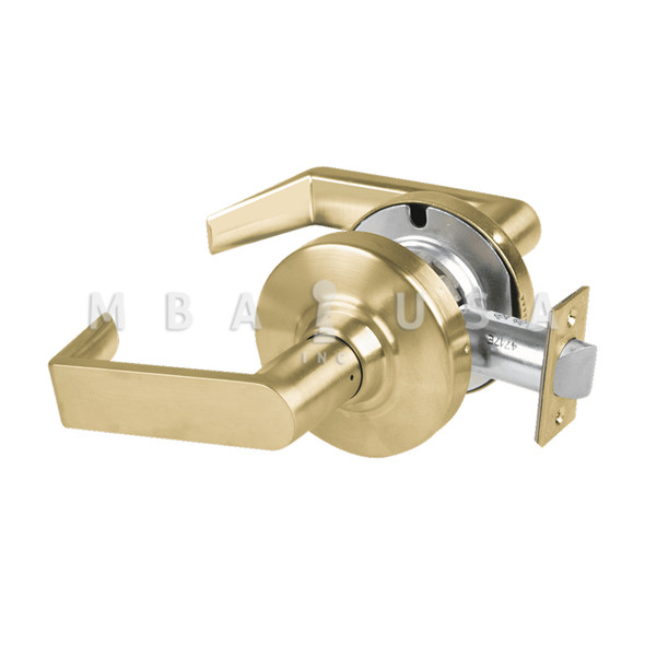 Schlage Grade 2 Passage Cylindrical Lock w/ Field Selectable Vandlgard, Rhodes Lever, Non-Keyed, Satin Brass, Non-Handed (ALX10 RHO 606)