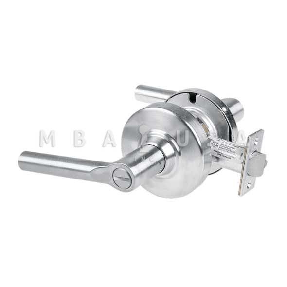 Schlage Grade 2 Privacy Cylindrical Lock w/ Field Selectable Vandlgard, Broadway Lever, Non-Keyed, Satin Chrome, Non-Handed (ALX40 BRW 626)