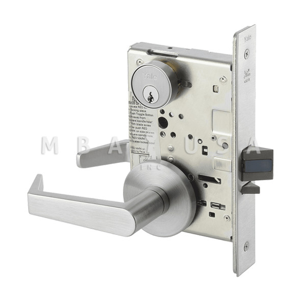 ACCENTRA Grade 1 Storeroom Mortise Lock, Augusta Lever, CO Rose, Conventional Cylinder, Satin Chromium Plated (AUR8805FL 626)