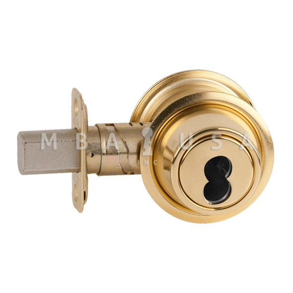 Schlage Grade 3 Single Cylinder Deadbolt, SFIC Prep Less Core, Adjustable 2-3/8" and 2-3/4" Backset, Bright Brass (B560B 605)
