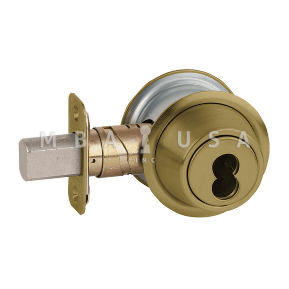 Schlage Grade 3 Single Cylinder Deadbolt, SFIC Prep Less Core, Adjustable 2-3/8" and 2-3/4" Backset, Satin Brass Blackened Satin Relieved Clear Coated (B560B 609)