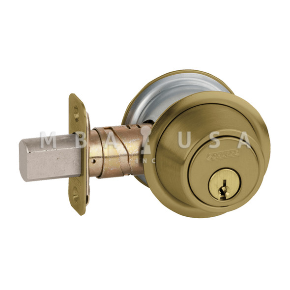 Schlage Grade 2 Single Cylinder Deadbolt, dead bolt, deadbolt, Keyed Outside/Thumbturn Inside, 6-Pin Cylinder, 12-288 Latch, 10-094 Strike, 1-3/8" - 1-7/8" Door Thickness, Antique Brass (B560P 609)