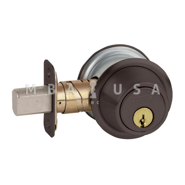 Schlage Grade 2 Single Cylinder Deadbolt, dead bolt, deadbolt, Keyed Outside/Thumbturn Inside, 6-Pin Cylinder, 12-288 Latch, 10-094 Strike, 1-3/8" - 1-7/8" Door Thickness, Dark Oxidized Satin Bronze Oil Rubbed (B560P 613)