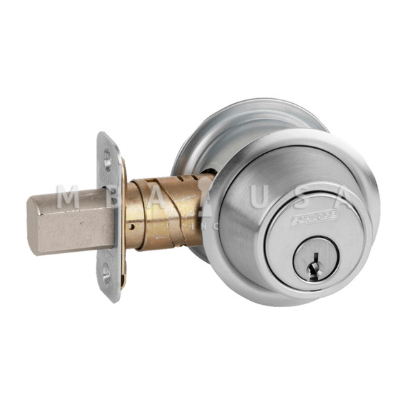 Schlage Grade 2 Single Cylinder Deadbolt, dead bolt, deadbolt, Keyed Outside/Thumbturn Inside, 6-Pin Cylinder, 12-288 Latch, 10-094 Strike, 1-3/8" - 1-7/8" Door Thickness, Satin Chrome (B560P 626 KA4)