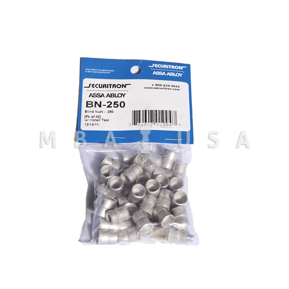 Securitron Blind Nut, Pack of 40, Satin Aluminum Clear Anodized (BN-250)