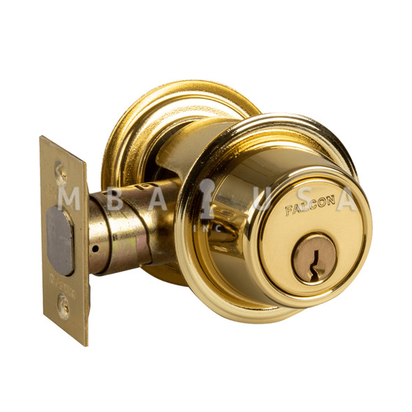 Falcon Grade 2 Deadbolt, Single Cylinder x Turn, Conventional Cylinder, Bright Brass, Non-Handed (D241P 605)