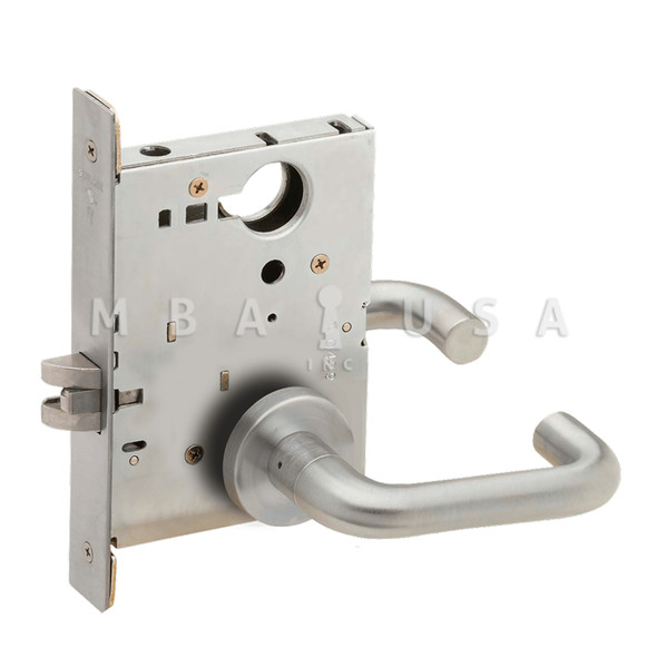 Schlage Grade 1 Passage Latch Mortise Lock, 03 Lever, A Rose, Satin Chrome, Field Reversible (L9010 03A 626)
