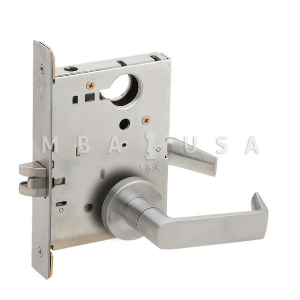Schlage Grade 1 Passage Latch Mortise Lock, 06 Lever, A Rose, Satin Chrome, Field Reversible (L9010 06A 626)