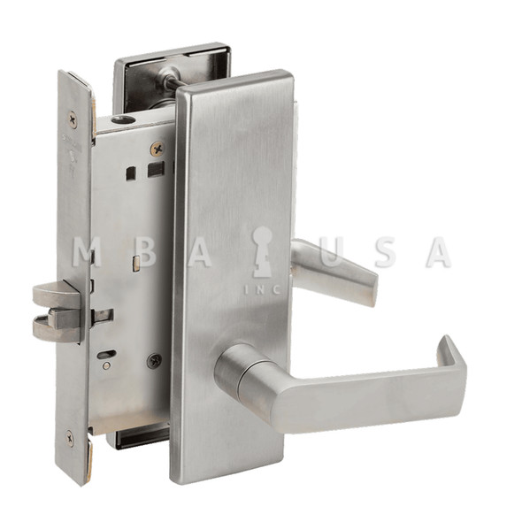 Schlage Grade 1 Passage Latch Mortise Lock, 06 Lever, N Escutcheon, Satin Chrome, Field Reversible (L9010 06N 626)