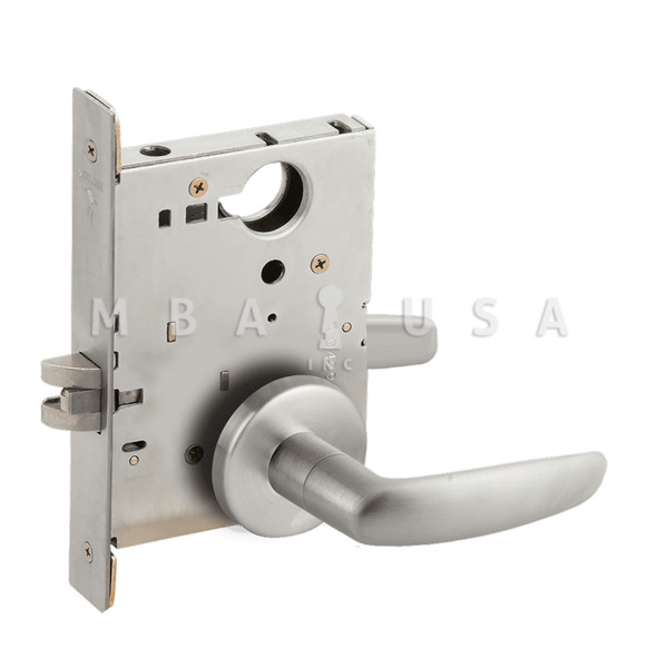 Schlage Grade 1 Passage Latch Mortise Lock, 07 Lever, B Rose, Satin Chrome, Field Reversible (L9010 07B 626)