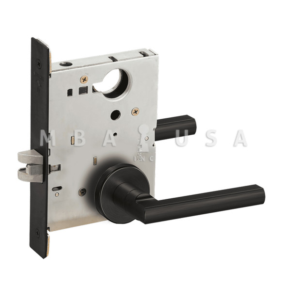 Schlage Grade 1 Passage Latch Mortise Lock, Latitude Lever, A Rose, Flat Black Coated, Field Reversible (L9010 LATA 622)