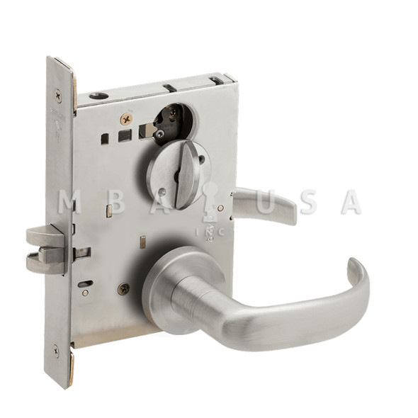 Schlage Grade 1 Bed Bathroom Privacy Mortise Lock, 17 Lever, A Rose, Satin Chrome, Field Reversible (L9040 17A 626)