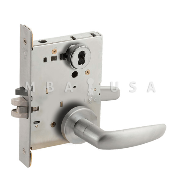 Schlage Grade 1 Entrance Office Mortise Lock, SFIC Prep Less Core, 07 Lever, A Rose, Satin Chrome, Field Reversible (L9050B 07A 626)