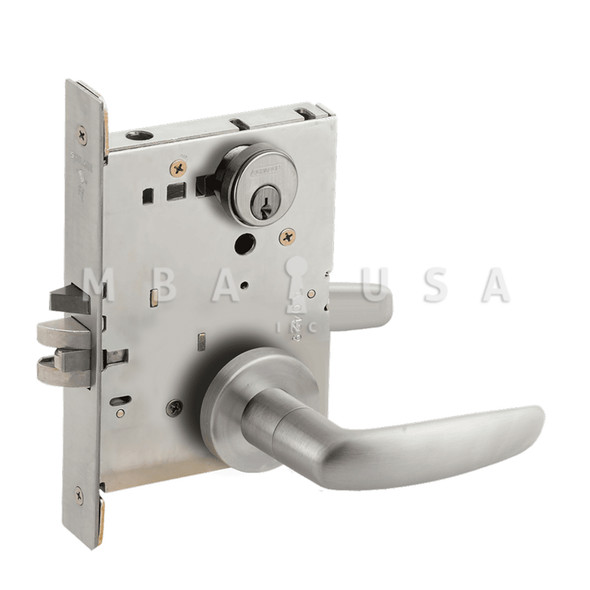 Schlage Grade 1 Entrance Office Mortise Lock, Conventional Cylinder, 07 Lever, A Rose, Satin Chrome, Field Reversible (L9050P 07A 626)