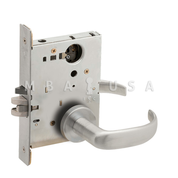 Schlage Grade 1 Classroom Mortise Lock, Less Cylinder, 17 Lever, A Rose, Satin Chrome, Field Reversible (L9070L 17A 626)