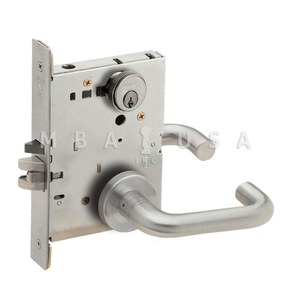 Schlage Grade 1 Classroom Mortise Lock, Conventional Cylinder, 03 Lever, A Rose, Satin Chrome, Field Reversible (L9070P 03A 626)