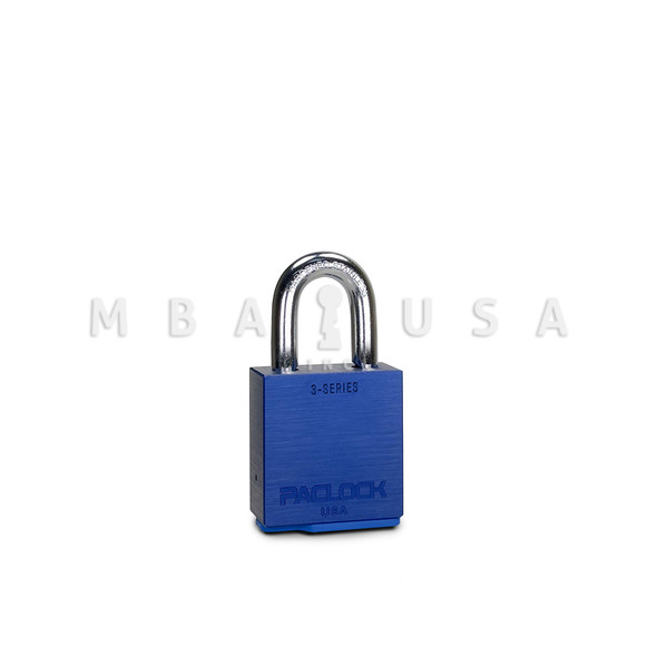 PACLOCK 3A Padlock, 2"W Aluminum Body, Blue, 3/8" Hardened Stainless Steel Shackle, 1-3/16" Shackle Clearance, 6-pin UCS Core, K/D
