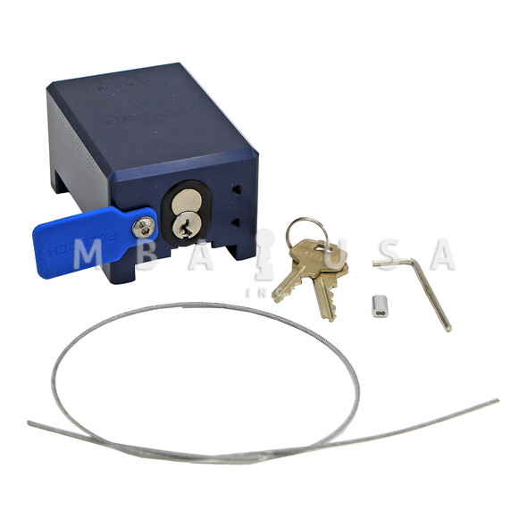 PACLOCK 81A Trailer Door Lock, Aluminum Body, Blue, Concealed Hardened Stainless Shackle, 6-pin UCS Core, K/D
