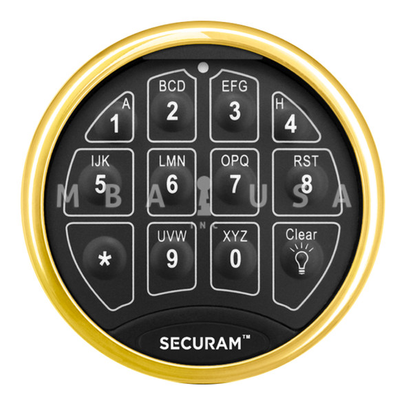 SafeLogic Top-Lit Keypad, Brass