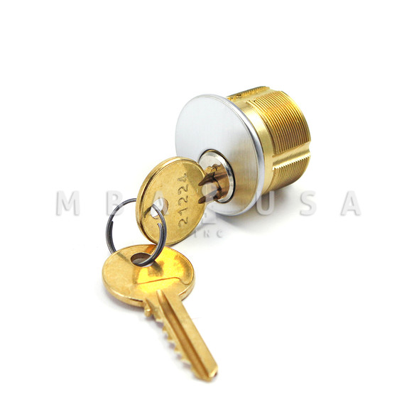 Ilco 15/16" Mortise Cylinder, 5-pin, Yale Y1 Keyway, Adams Rite Cam, Satin Chrome Finish, Keyed Different